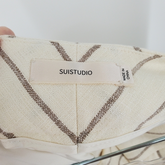 Suistudio Lane Classic Trousers in Off White Sand Stripe Size 32R NEW WITH TAGS - Picture 4 of 7